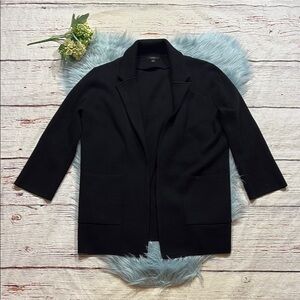 J. Crew Sophie Open-Front Black Wool Blend Sweater Blazer Sz S